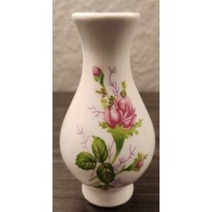 Small Vintage Porcelain Rose Floral Bud Vase Made In England